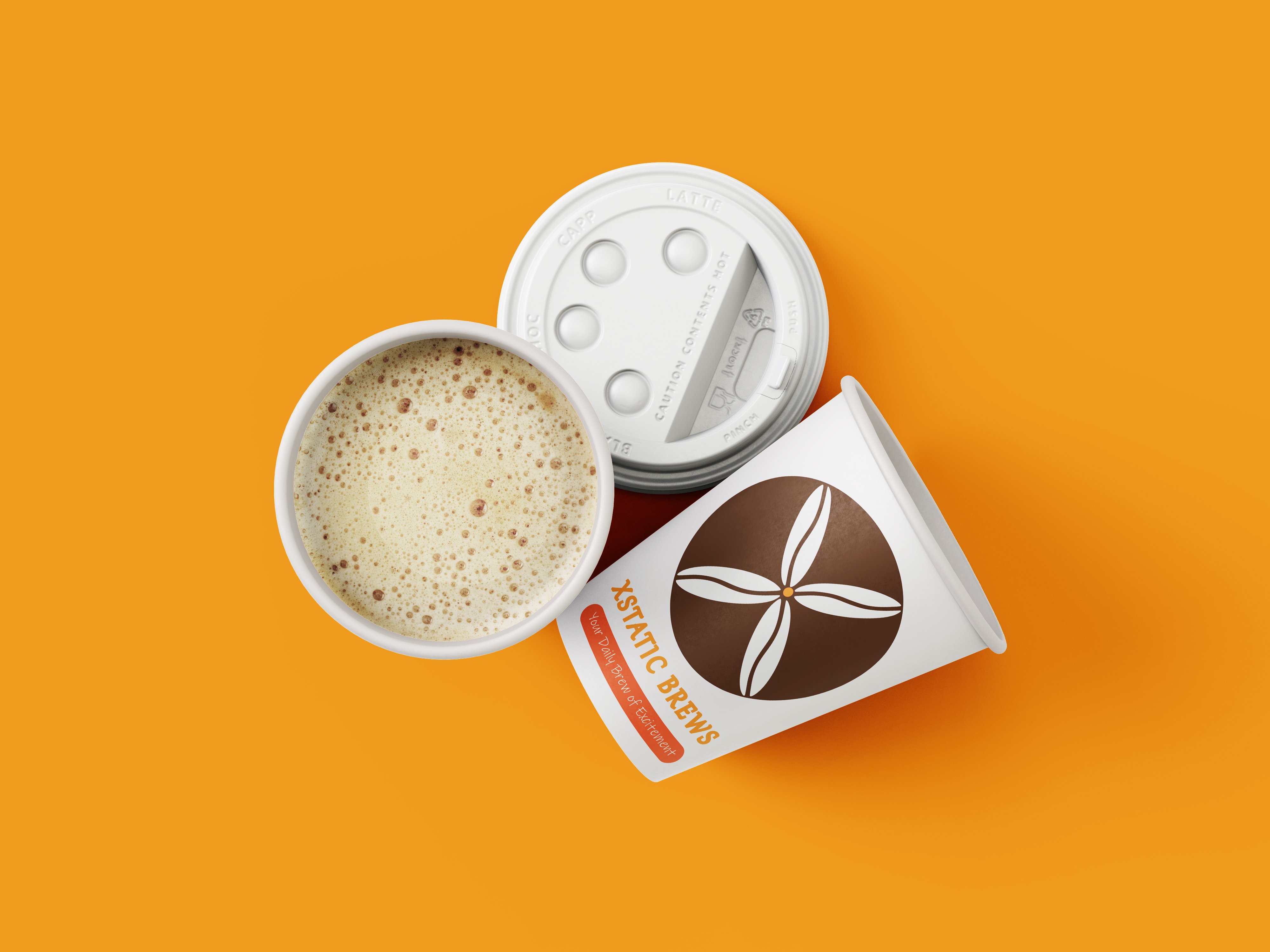 2 Xstatic Brew cups, with one filled with coffee. Projecting the premium coffee experience.